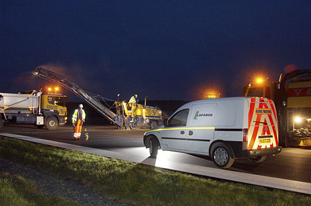 Kirkwall Airport resurfacing. Measuring and planing.