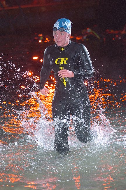 Competitive Open Water Swimming at Night. 