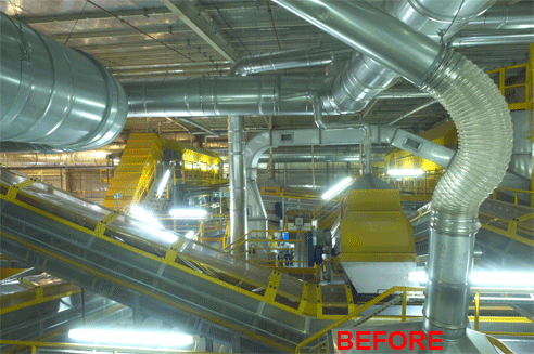 Industrial Interior photograph using available light compared to adding professional lighting