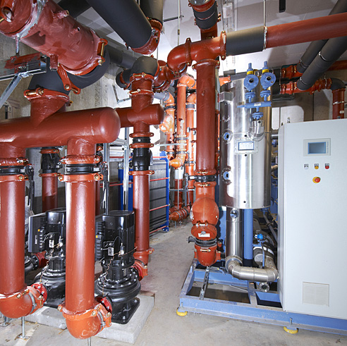 Mechanical room pipework installation