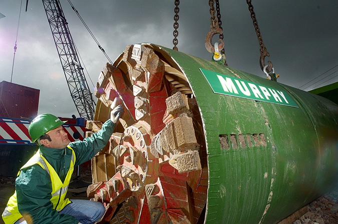 commercial photographer, tunneling machine, drill head, above ground, UK